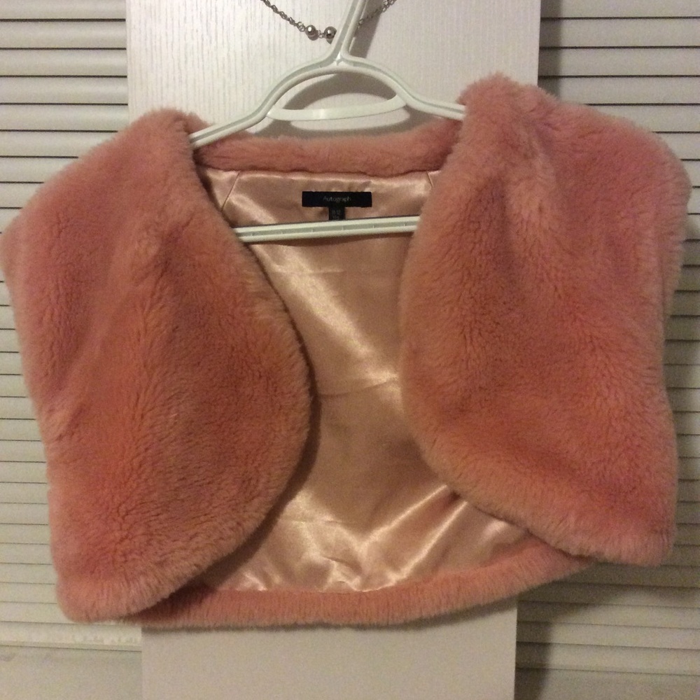 Pink faux fur mini jacket